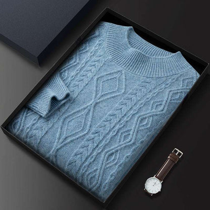 Rundhals-Pullover mit Zopfmuster aus Kaschmir - Old Money®