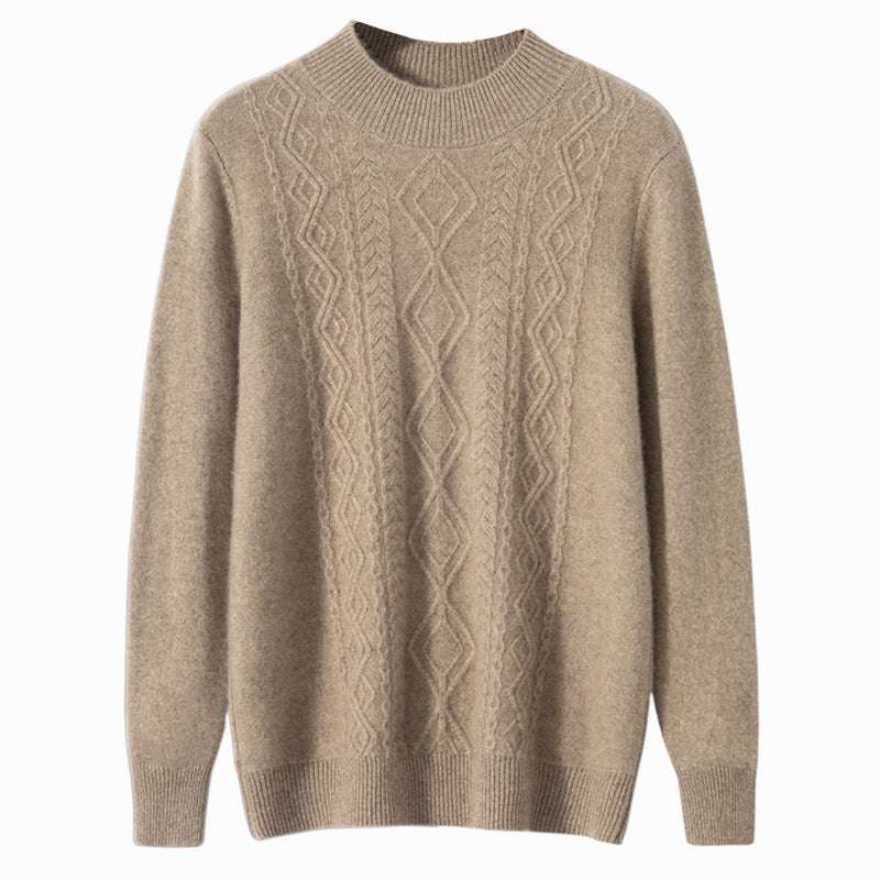 Rundhals-Pullover mit Zopfmuster aus Kaschmir - Old Money®