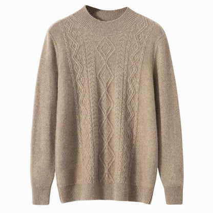 Rundhals-Pullover mit Zopfmuster aus Kaschmir - Old Money®