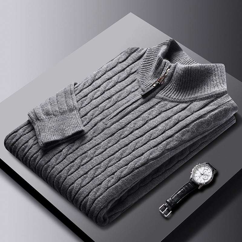 Herren-Pullover mit halbem Reißverschluss – Old Money®