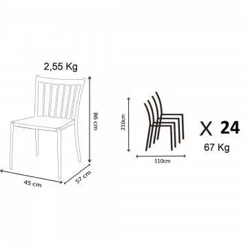 Stapelbarer Stuhl Martinica mit Sitzfläche aus grauer Polyrattan-Melange – ohne Armlehnen