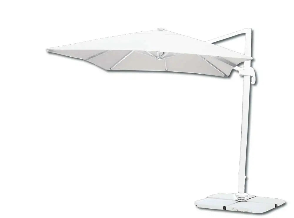 Ombrellone a braccio Deluxe 3x3 mt – Struttura bianca, telo bianco