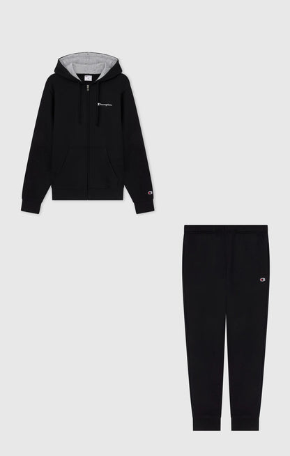 Champion Tuta Uomo Cappuccio 221658 KK006 Nero Cotone Felpato Zip Felpa Sportiva