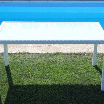 Gartentisch Azore 150 x 90 rechteckig mit Metall- und Wickergeflecht und Glasplatte