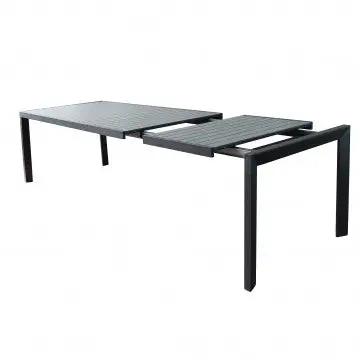 Tavolo allungabile Detroit 190/250 X 100 in alluminio verniciato antracite con doghe effetto legno