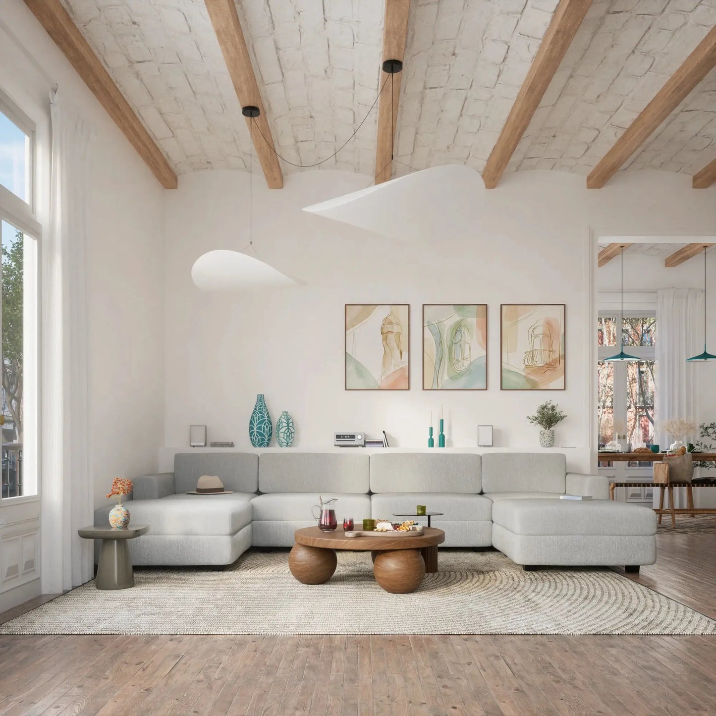 Modulares Sofa GRACIA - Großer Pouf Grau