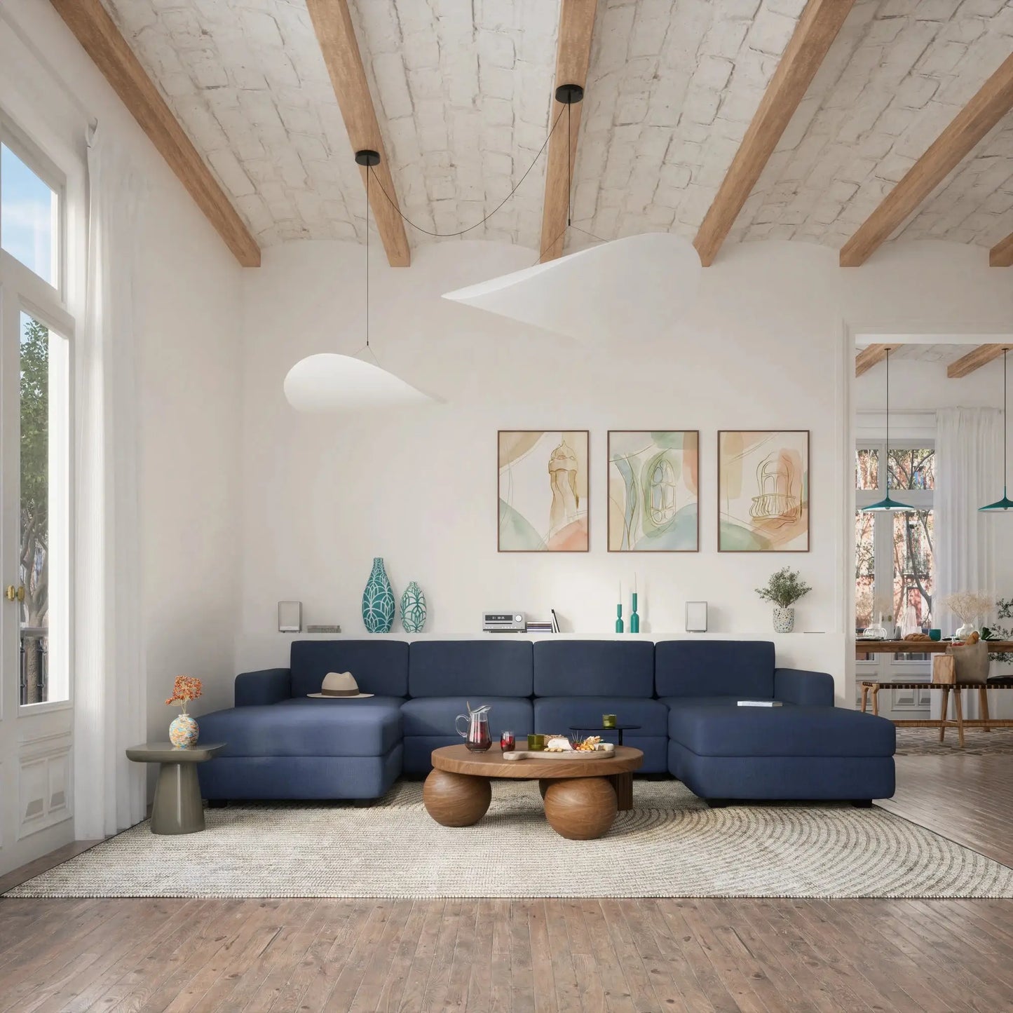 Divano Modulare GRACIA - Pouf Grande Blu Scuro