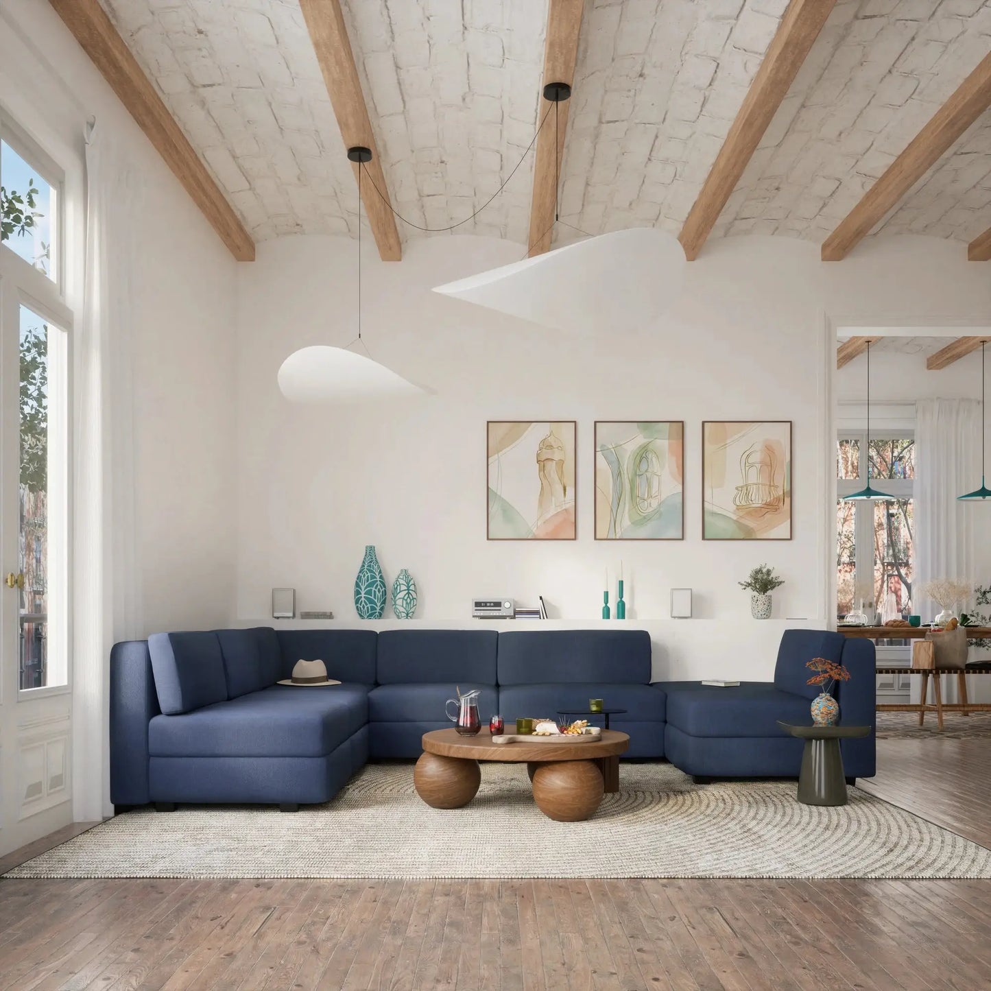Divano Modulare GRACIA - Pouf Grande Blu Scuro