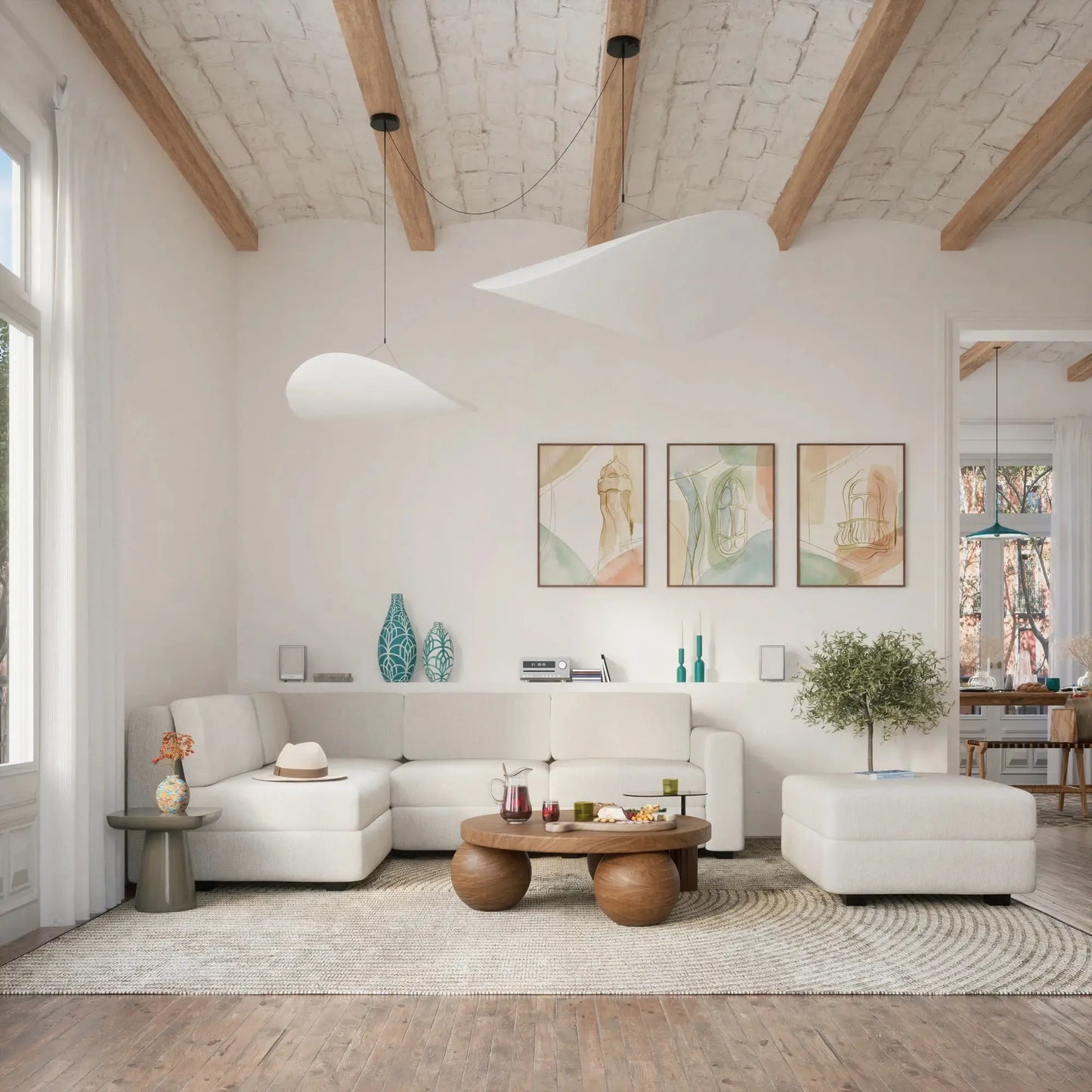Divano Modulare GRACIA - Modulo Pouf Beige Crema