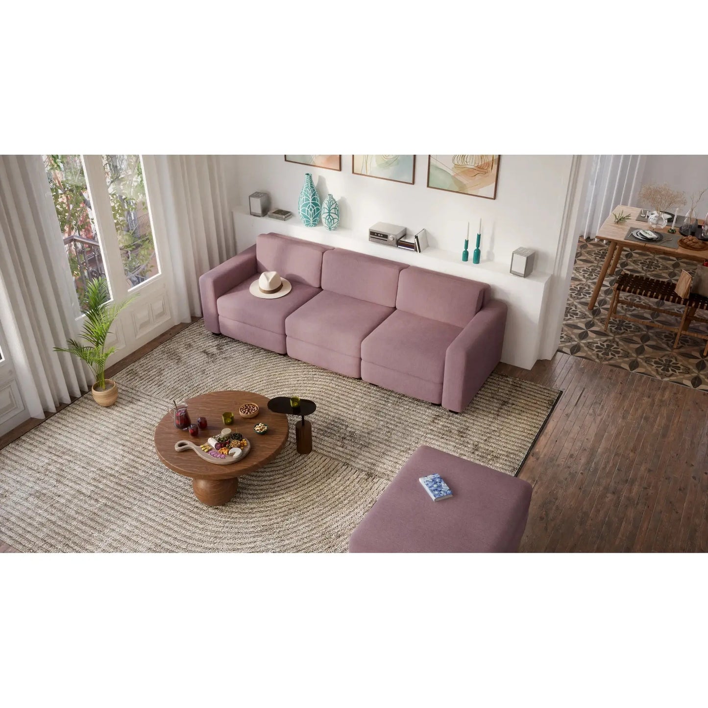 Modulares Sofa GRACIA – Hocker Modul Altrosa