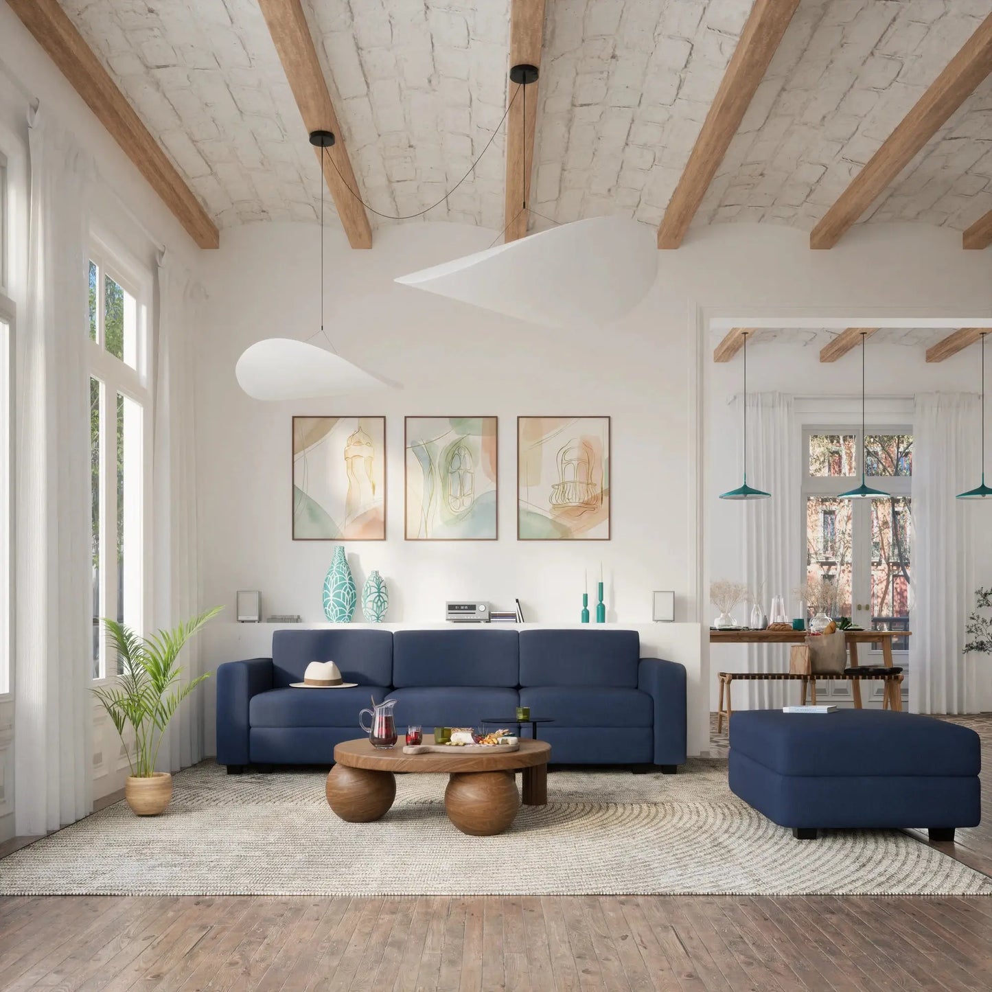 Divano Modulare GRACIA - Modulo Pouf Blu Scuro