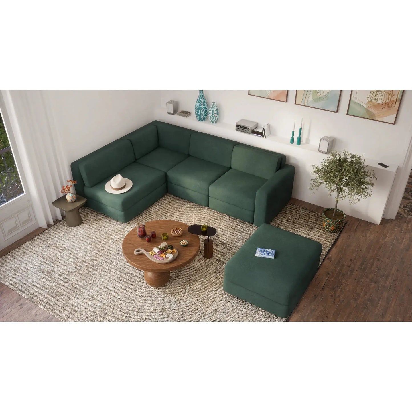 Divano Modulare GRACIA - Modulo Pouf Verde