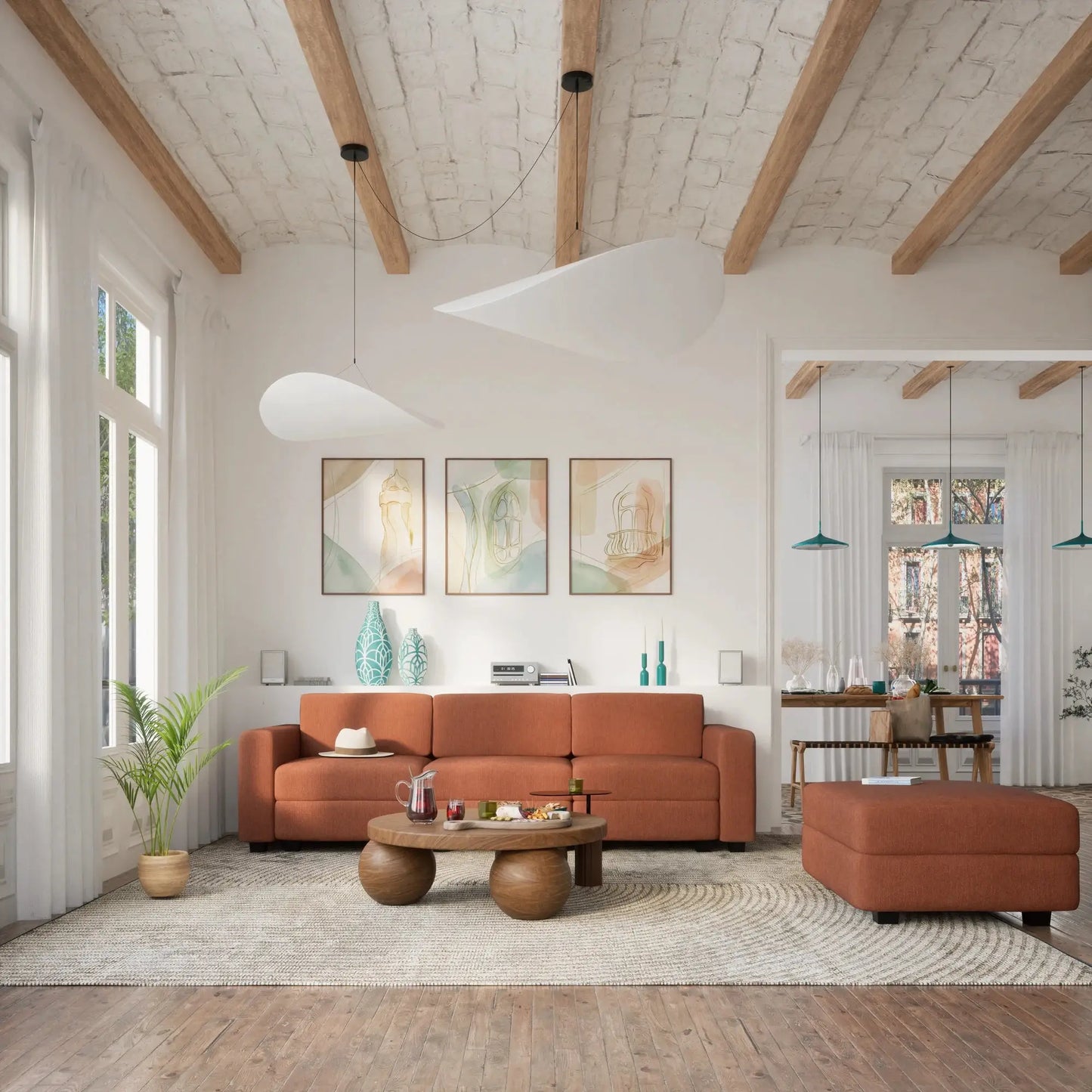 Modulares Sofa GRACIA – Hocker-Modul Terrakotta