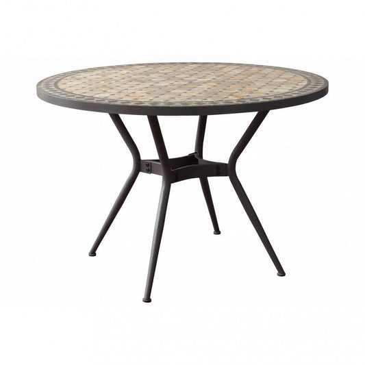 Tavolo da Esterno Dionisio Ø 110 - Forma Rotonda, Mosaico Beige/Antracite