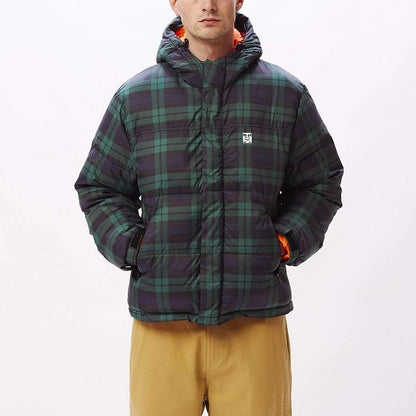 Obey Fellowship Puffer 121800434 Navy Multi - Giubbotto Uomo Cappuccio Quadri Imbottito Invernale