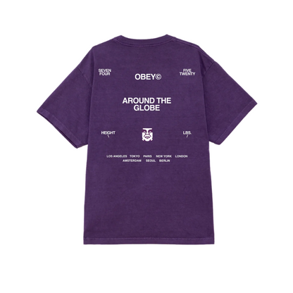 Obey maglietta manica corta da uomo Araund the Globe 167924096 viola