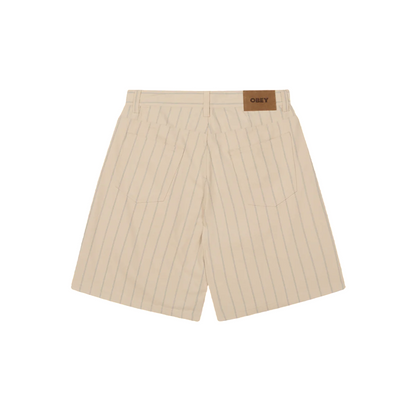 Obey pantaloncino in denim da uomo  largo a righe 172100094 beige