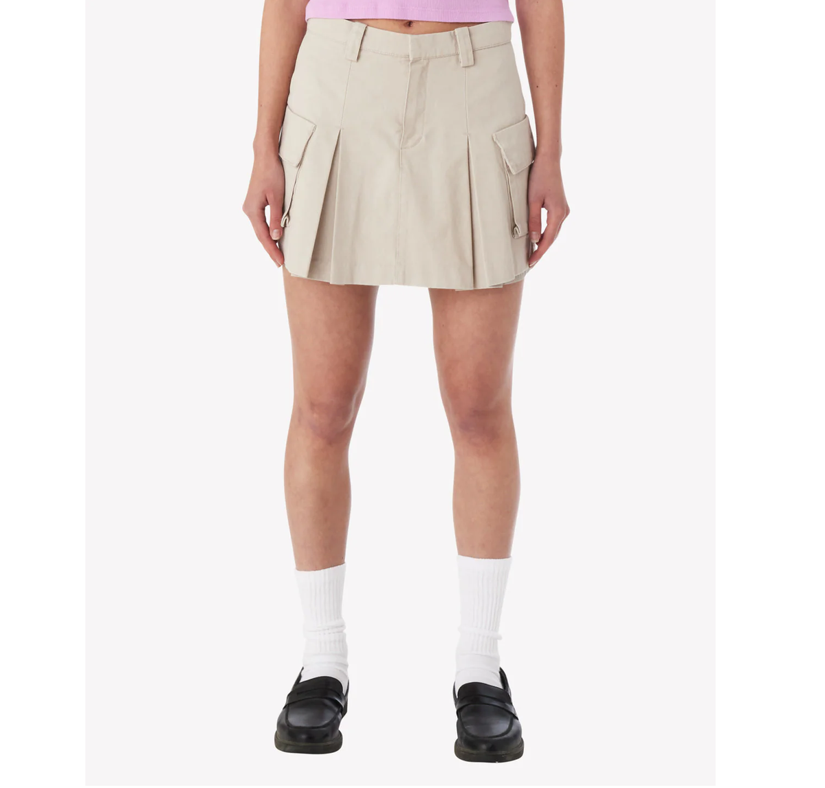 Obey women's Andrea 411550114 cargo mini skirt silver grey