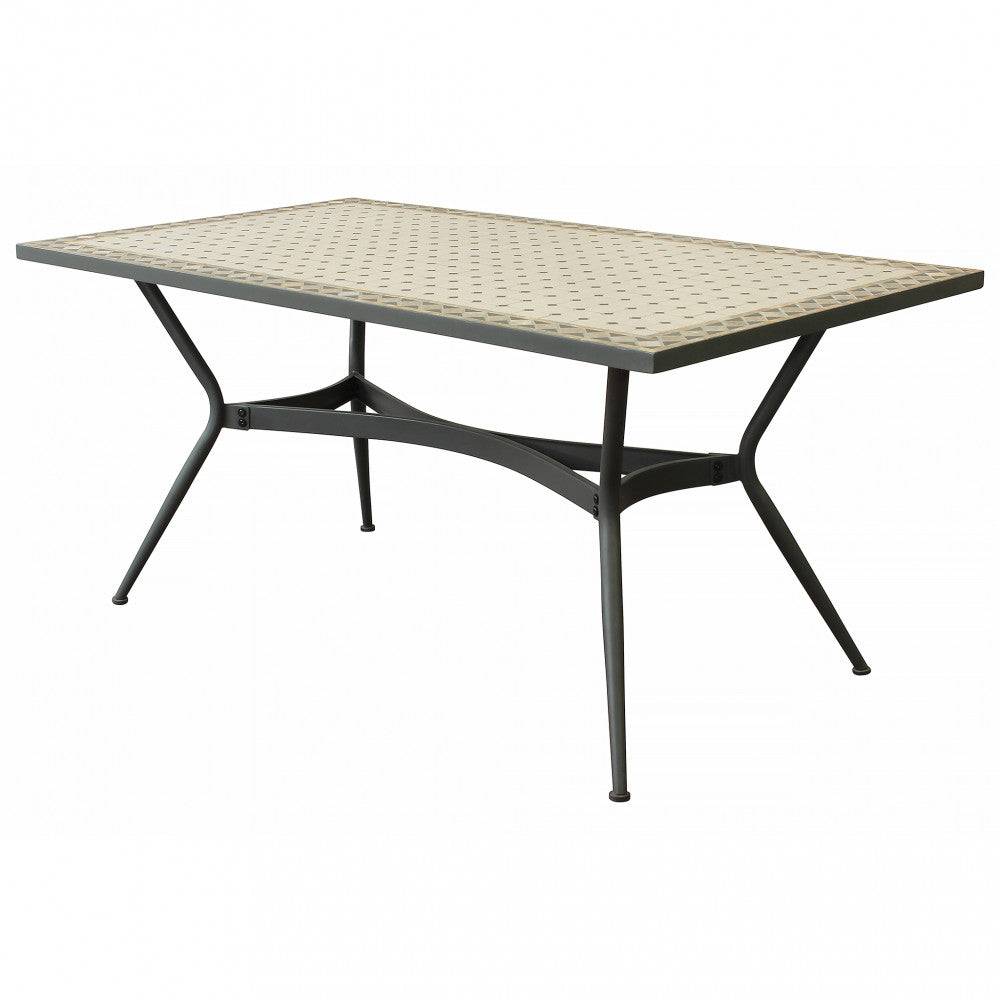 Gartentisch Prometeo - Rechteckig, 160x90, Mosaik Beige, Gestell Eisen Anthrazit