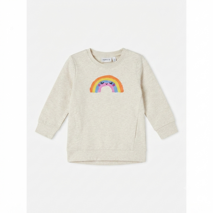 name it abito in felpa da bambina NMFLAUGE stampa arcobaleno 13259020 beige
