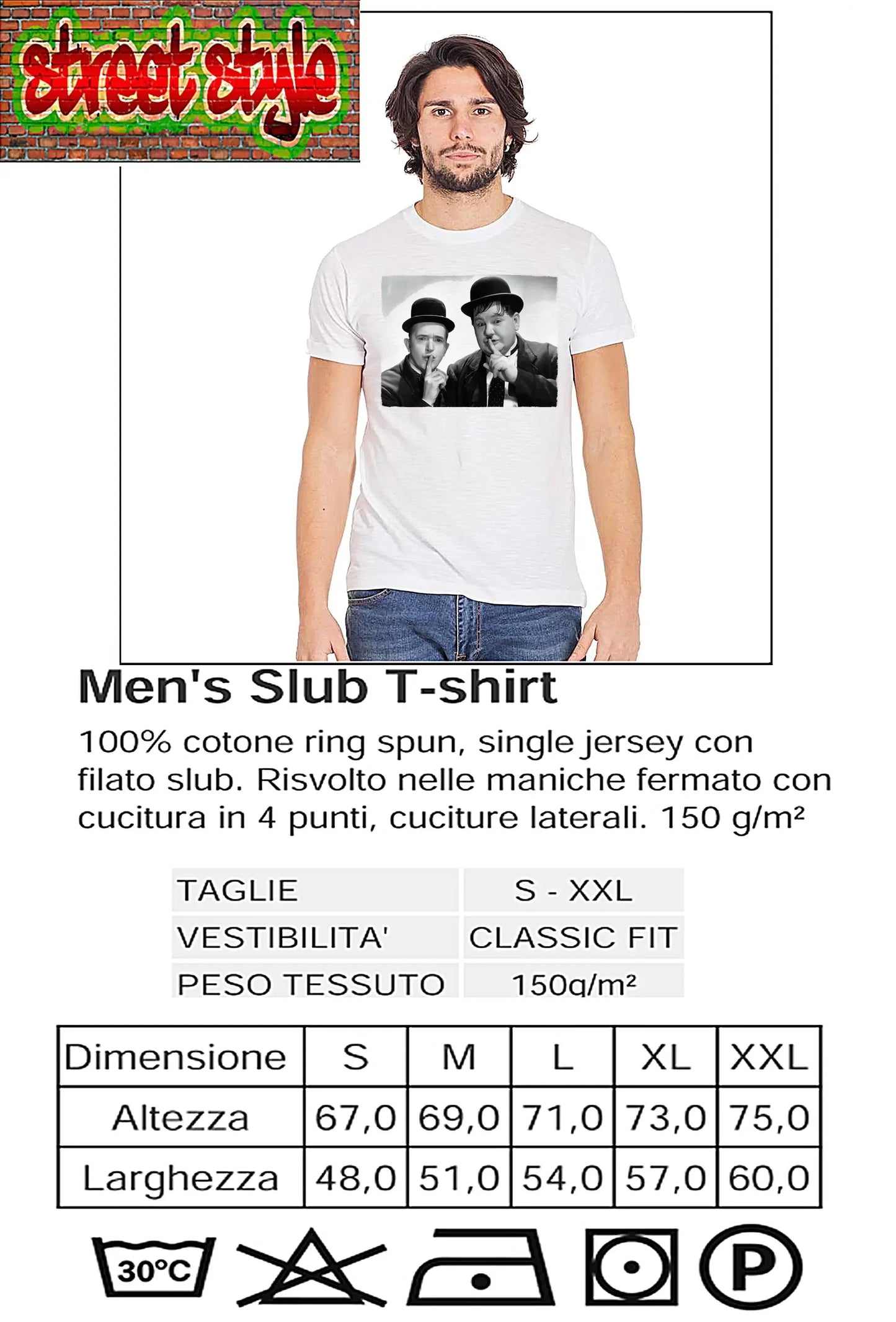 T-shirt Stanlio e Olio | Urban Slub 100% Cotone