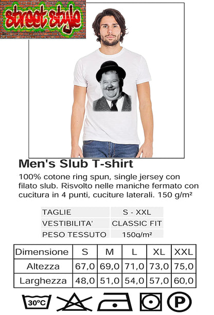 Oliver Hardy - T-shirt Uomo Urban Slub 100% Cotone