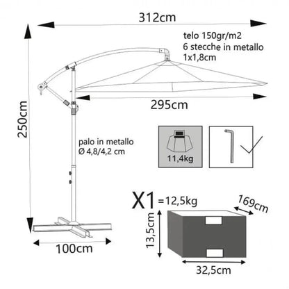 Sonnenschirm Eris klappbar Weiß Ø 3 m