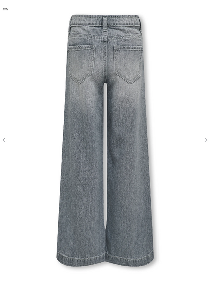 Only KOGCOMET 15313895 Grigio Medium Grey Denim - Jeans Wide Leg Ragazza Gamba Larga