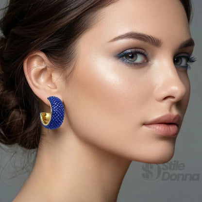 Stile Donna Bags - Orecchini a Cerchio con Pavé Blu
