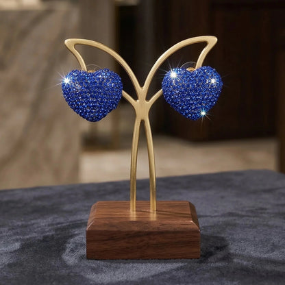 Stile Donna Bags - Orecchini a Cuore con Strass Blu