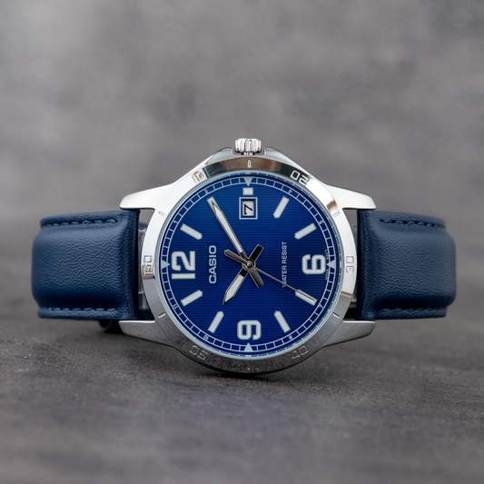 Orologio casio MTP-V004L-2B – Orologio Analogico da Uomo con Cinturino in Pelle Blu