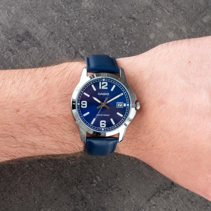 Orologio casio MTP-V004L-2B – Orologio Analogico da Uomo con Cinturino in Pelle Blu
