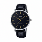 Casio MTP-VT01L-1B - Orologio da Uomo Minimal con Cinturino in Pelle Nera e Quadrante Nero