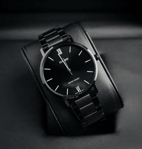 Casio MTP-VT01B-1B – Men's Analog Stainless Steel Black Minimal Watch
