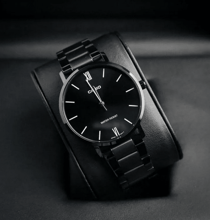 Casio MTP-VT01B-1B – Men's Analog Stainless Steel Black Minimal Watch