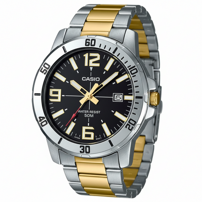 Orologio Casio MTP‑VD01SG‑1B – acciaio bicolore 50 m con data