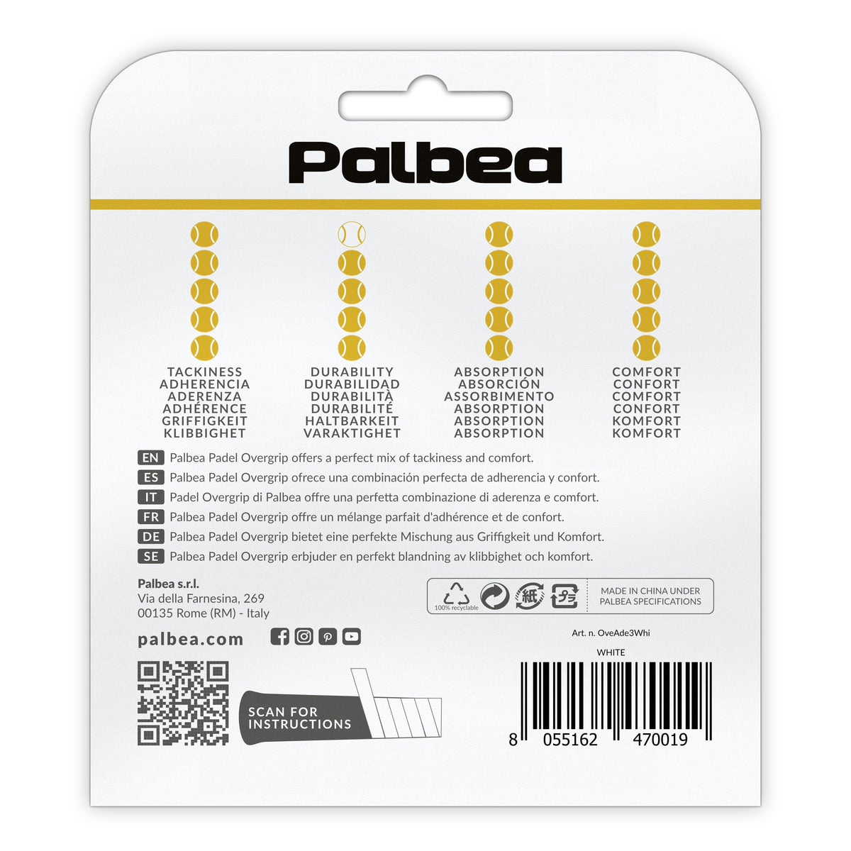 Overgrip Padel Bianco Extra Aderente
