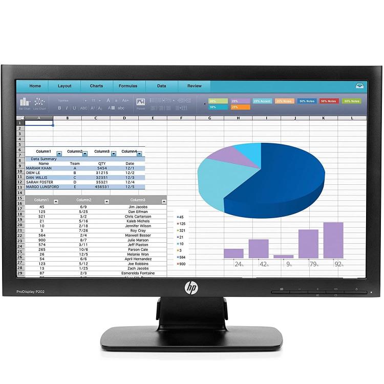 HP Monitor P202 20" HD LED VGA / DisplayPort Schwarz K7X27AA - Generalüberholt Klasse A