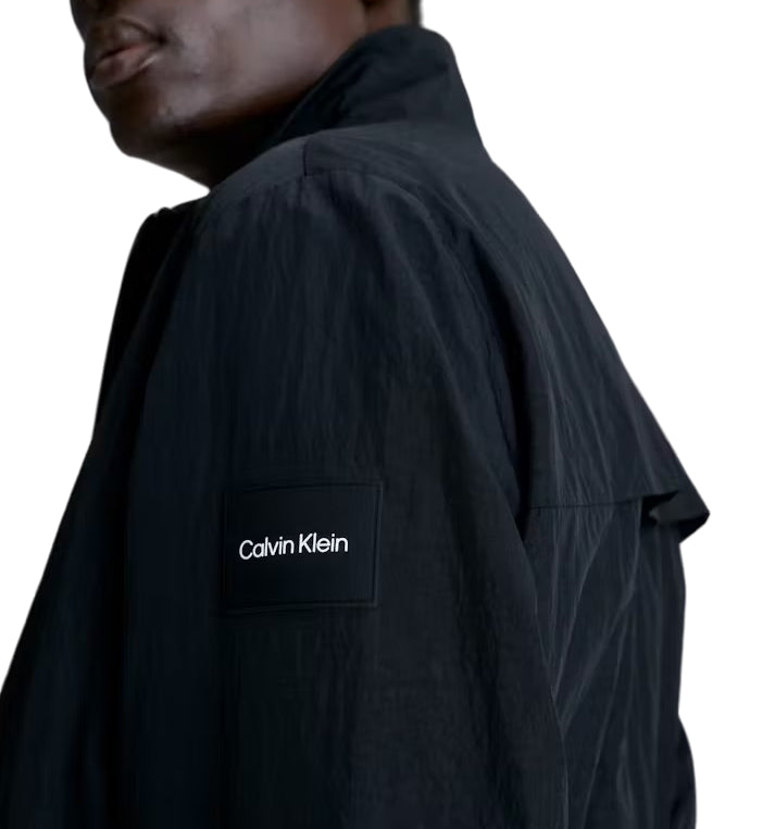 Calvin Klein black crinkled nylon lightweight jacket