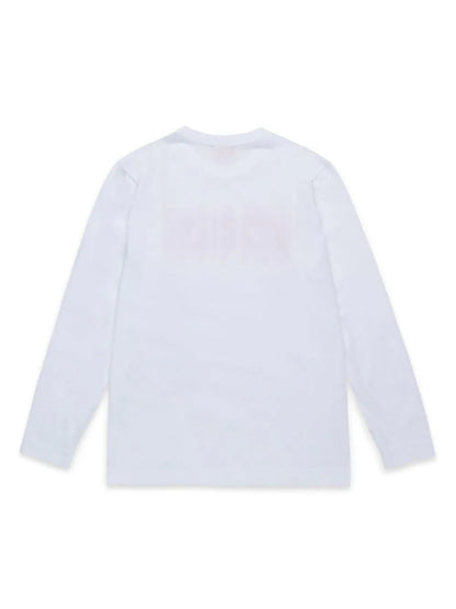 Diesel T-shirt manica lunga con stampa logo bianco rosso