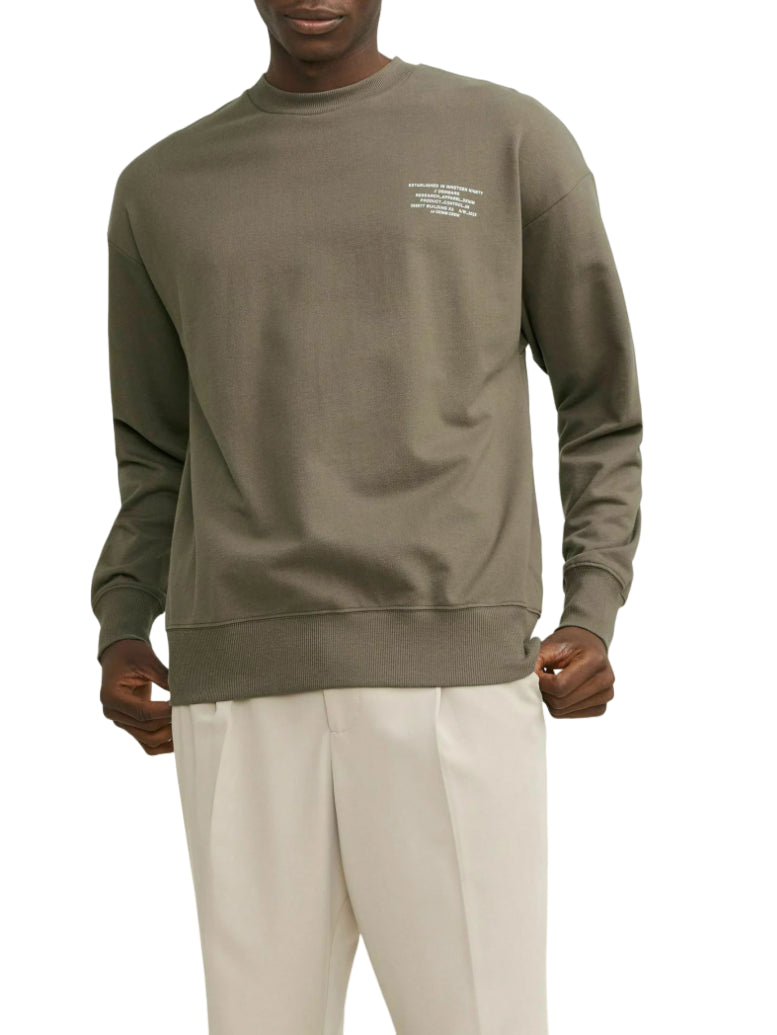 Jack&Jones felpa in spugna di cotone verde militare