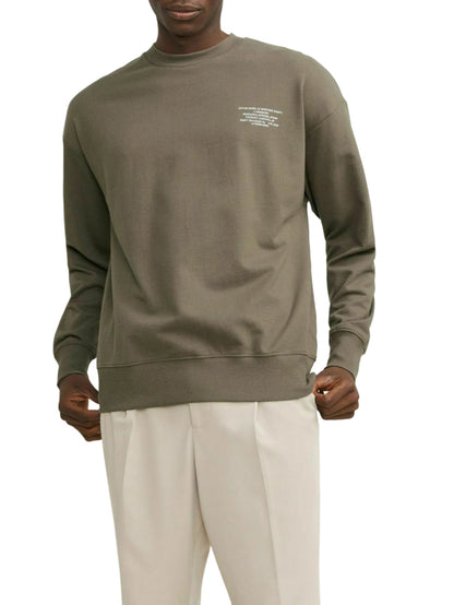 Jack&Jones felpa in spugna di cotone verde militare