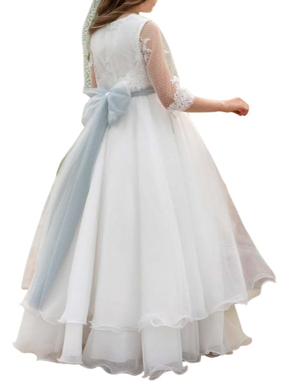 Mimilù white tulle and organza long formal dress
