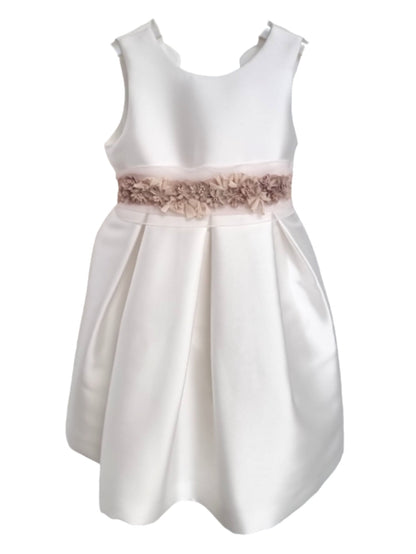 Mimilù sleeveless ceremonial dress in white mikado
