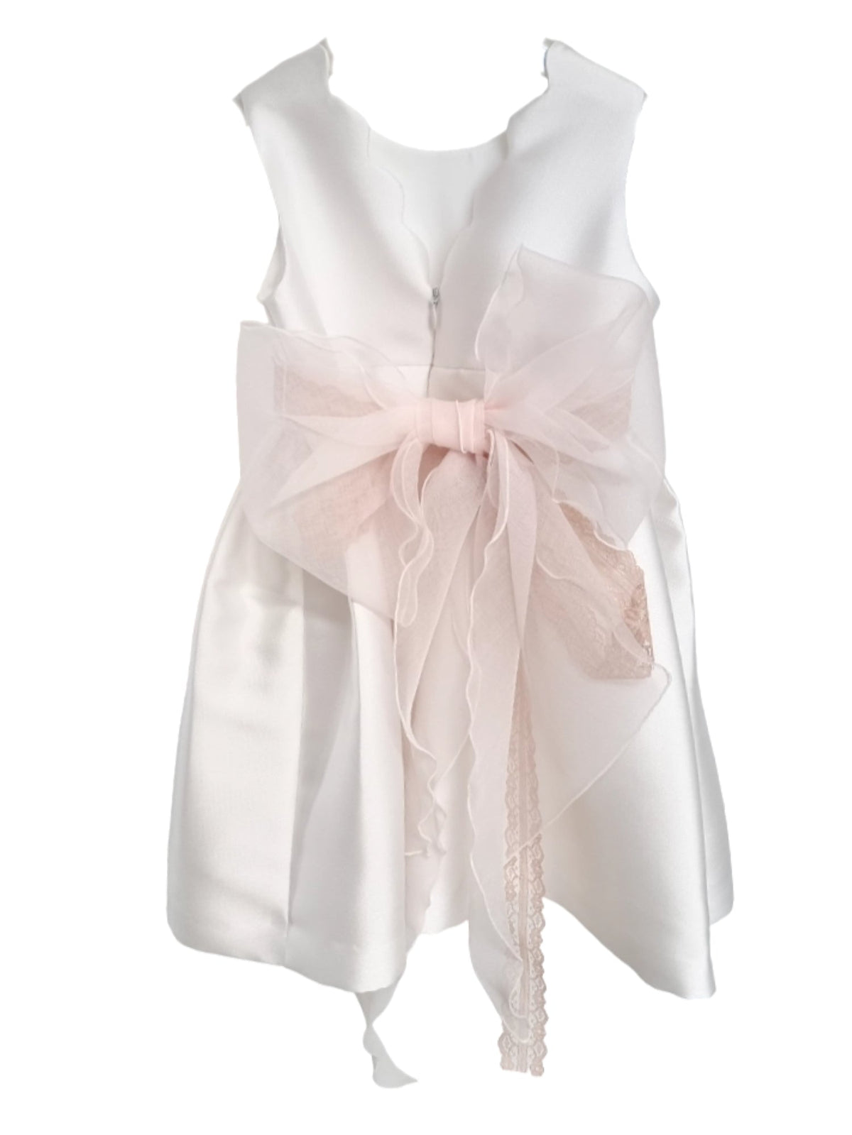 Mimilù sleeveless ceremonial dress in white mikado