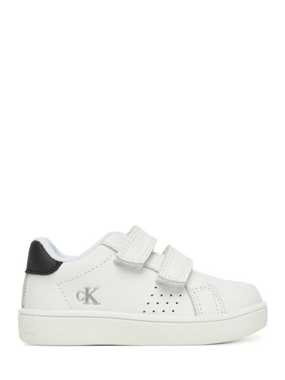 Calvin Klein Jeans faux leather sneakers with hook and loop fasteners, black and white