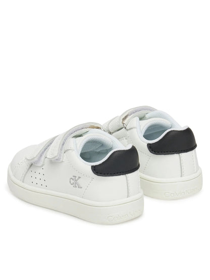 Calvin Klein Jeans faux leather sneakers with hook and loop fasteners, black and white