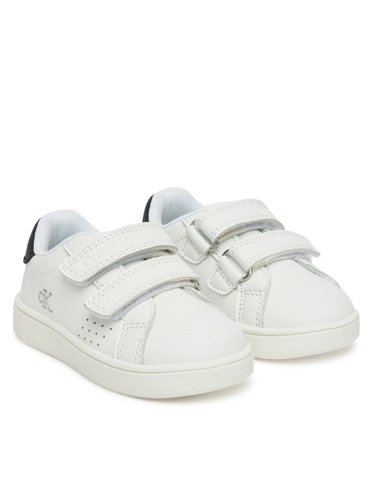 Calvin Klein Jeans faux leather sneakers with hook and loop fasteners, black and white