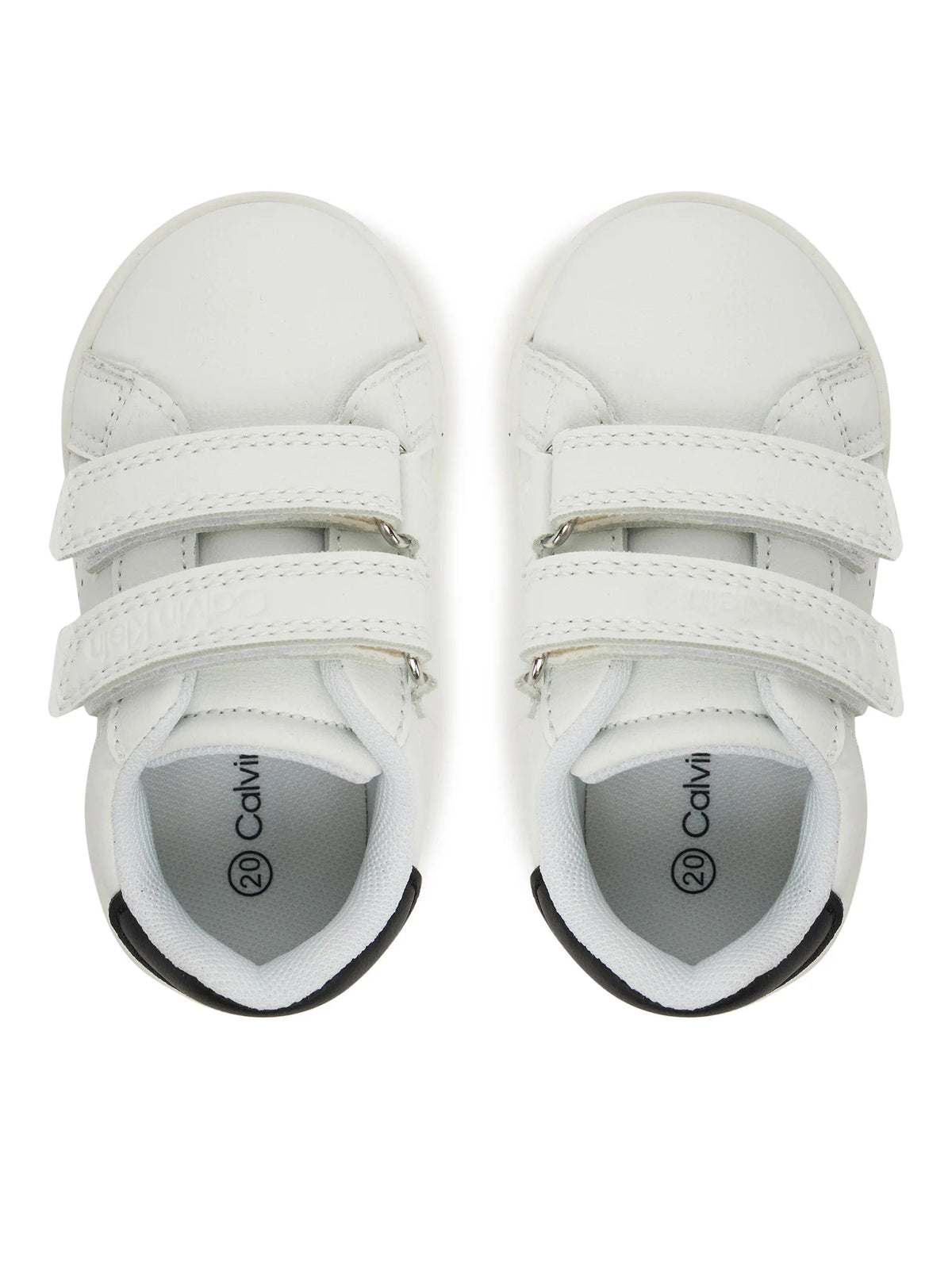 Calvin Klein Jeans faux leather sneakers with hook and loop fasteners, black and white