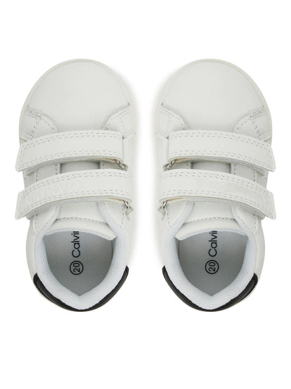 Calvin Klein Jeans faux leather sneakers with hook and loop fasteners, black and white